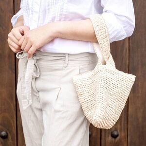LIKHÂ Natural Crochet Japanese Knot Bag NWT